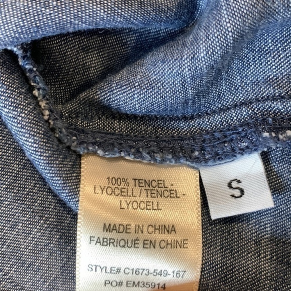 Anthropologie Cloth & Stone lace back chambray top S - Picture 6 of 8